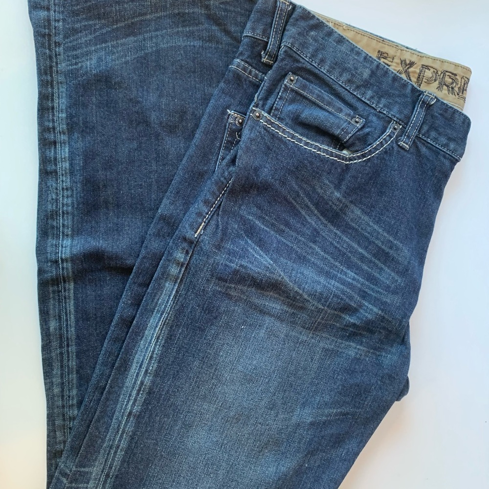 Express Men's Dark Blue Straight Jeans